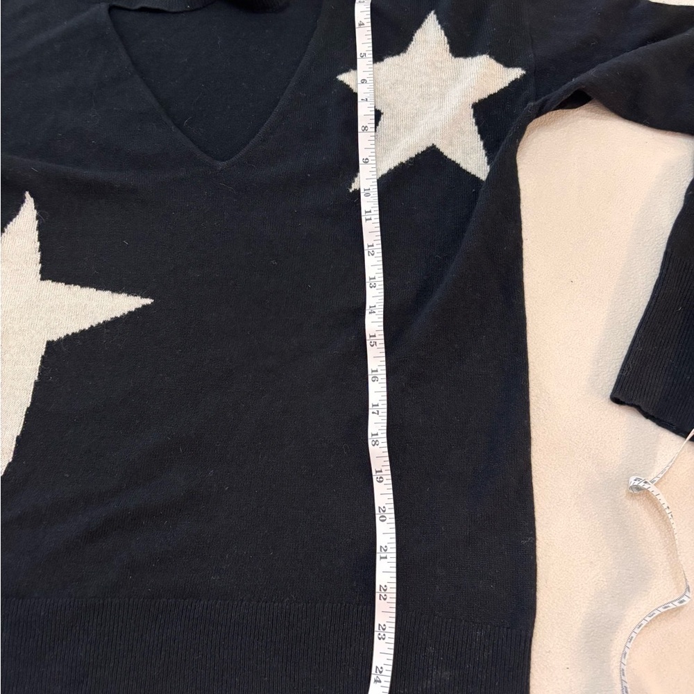 Pam &  Gela  Black Star Sweater- V- neck cutout detail. Size S - Picture 7 of 9